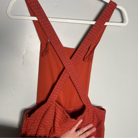 Ace & Jig Auggie Overalls Small Orange Houndstooth Checkered - Picture 9 of 13